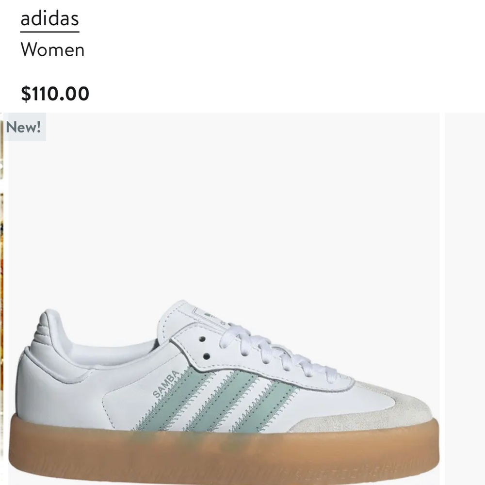 Adidas Women's White and Mint Green Samba Sneakers